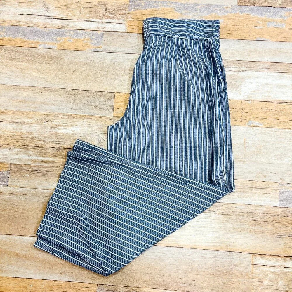 BELLE  VERE Wide blue and white striped pants‎